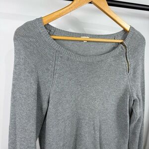 J.Crew Gray Cotton Sweater with Shoulder Zip Detail Size Small